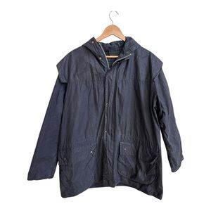 Barbour Durham Navy Blue Waxed Jacket Made in England Mens Size 42